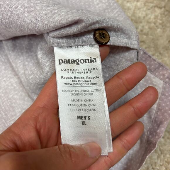 Patagonia Back Step Lightweight Hemp Blend Button Down Shirt XL - Picture 7 of 9